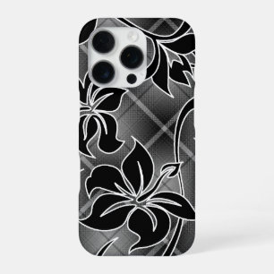 Mauna Loa Hawaïaanse Hibiscus Plaid Zwart iPhone 16 Pro Hoesje