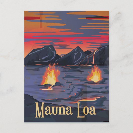 Mauna Loa vulkaan reisposter Briefkaart (Voorkant)