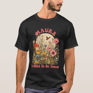 Maura Naam Schattige Retro Meisjes Wildflower Maur T-shirt