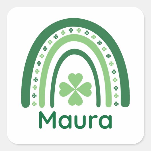 Maura Name Clover Boho Rainbow Vierkante Sticker (Voorkant)