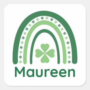 Maureen Name Clover Boho Rainbow Vierkante Sticker