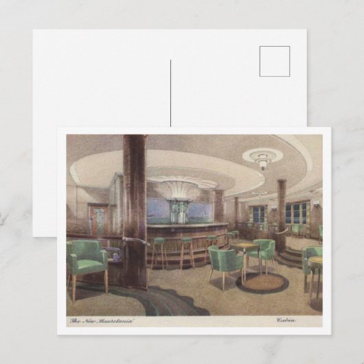 Mauretania Passagiersschip, Interieur jaren 1940 U Briefkaart (Voorkant / Achterkant)