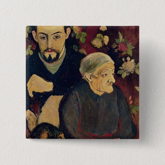Maurice Utrillo, zijn grootmoeder en zijn hond Vierkante Button 5,1 Cm (Voorkant)