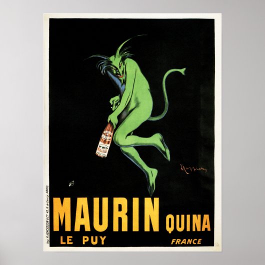 MAURIN QUINA Green Devil French Liquor Absinthe Poster (Voorkant)