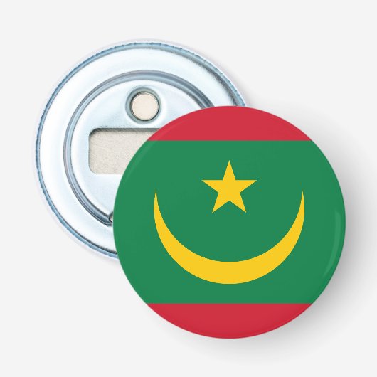 Mauritaanse vlag button flesopener (Voorkant)