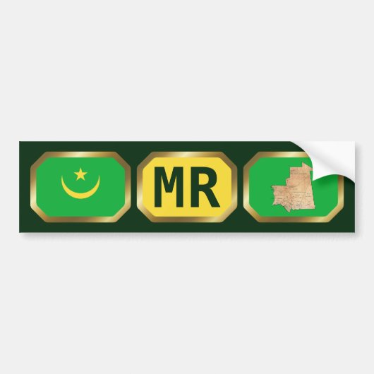 Mauritaanse Vlag Kaart Code Bumpersticker (Voorkant)