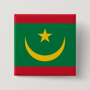 Mauritaanse vlag vierkante button 5,1 cm