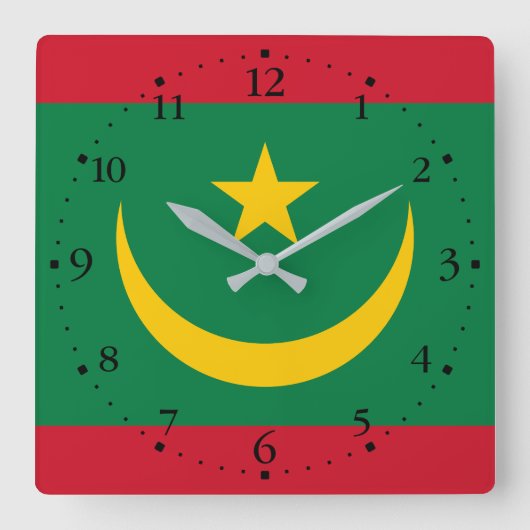 Mauritaanse vlag vierkante klok (Voorkant)