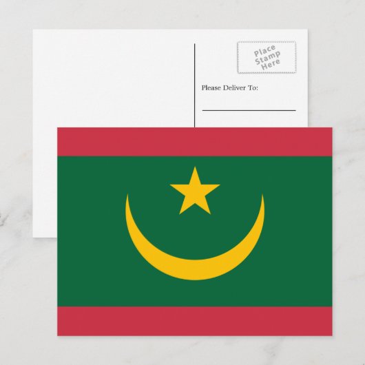 Mauritaanse vlag, vlag van Mauritanië Briefkaart (Voorkant / Achterkant)