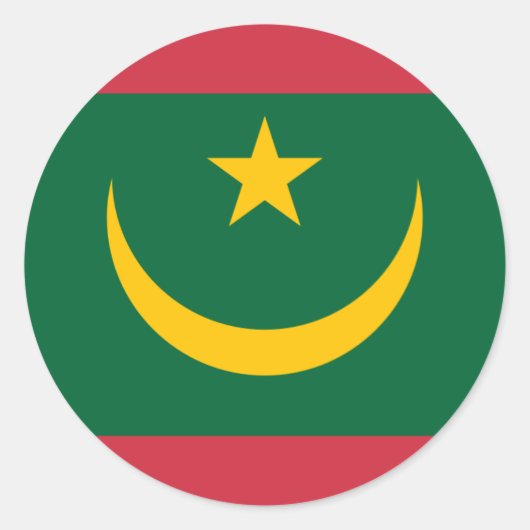 Mauritaanse vlag, vlag van Mauritanië Ronde Sticker (Voorkant)