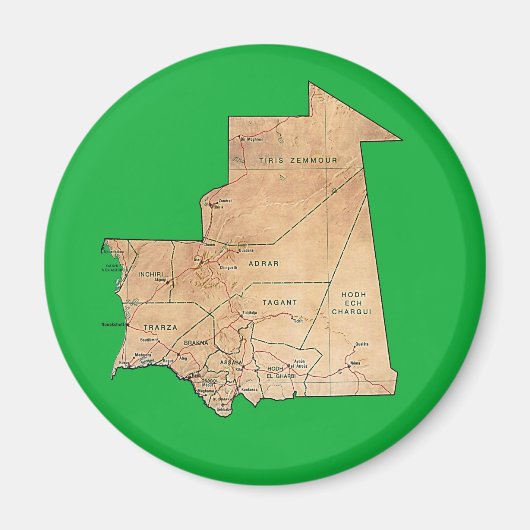 Mauritania Map Magnet (Voorkant)