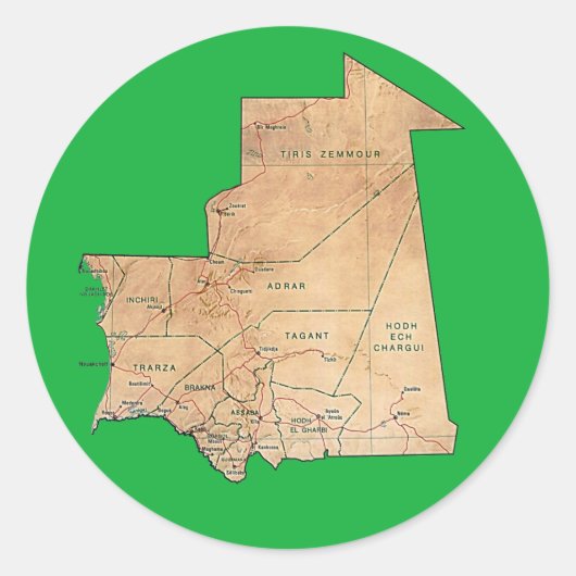 Mauritania Map Sticker (Voorkant)