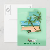 Mauritanië geïllustreerde kaartreisposter briefkaart (Voorkant / Achterkant)