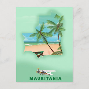 Mauritanië geïllustreerde kaartreisposter briefkaart