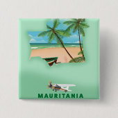Mauritanië geïllustreerde kaartreisposter vierkante button 5,1 cm (Voorkant)