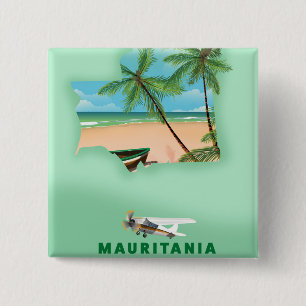 Mauritanië geïllustreerde kaartreisposter vierkante button 5,1 cm