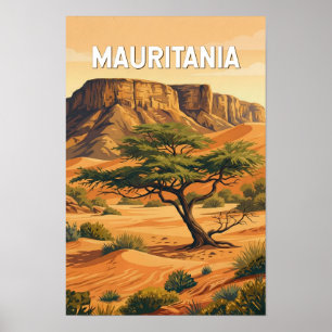 Mauritanië Illustratie Reis Kunst Vintage Poster