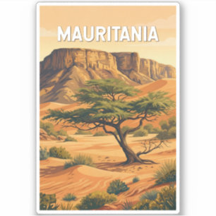 Mauritanië Illustratie Reis Kunst Vintage Sticker