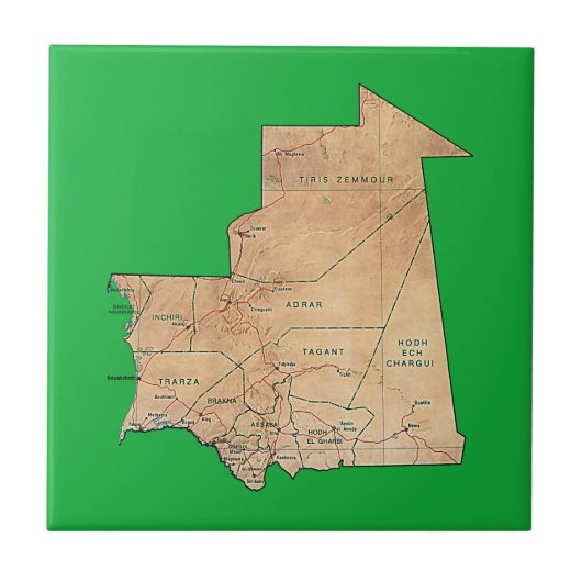 Mauritanië - Kaart Tile Tegeltje (Voorkant)