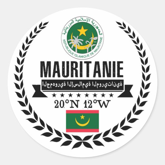 Mauritanië Ronde Sticker (Voorkant)