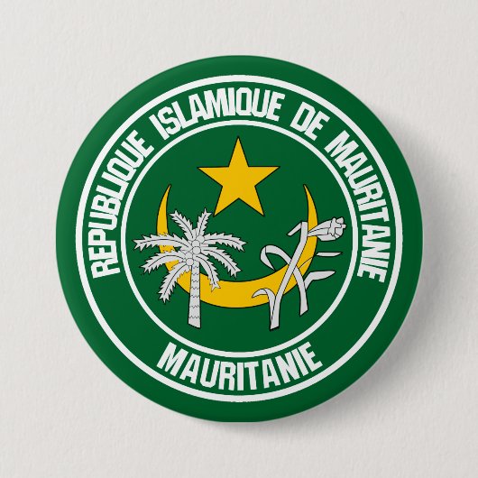 Mauritanië Round Emblem Ronde Button 7,6 Cm (Voorkant)