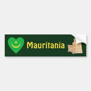 Mauritanië Vlag Hart + Landkaart Bumpersticker