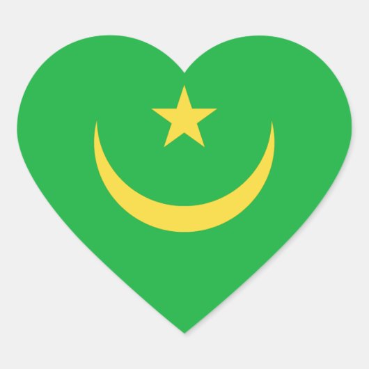 Mauritanië Vlag Hart Sticker (Voorkant)