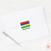 Mauritiaanse vlag met naam ronde sticker (Envelop)