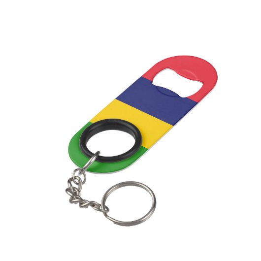 Mauritiaanse vlag mini flessenopener (Achterkant Gekanteld)