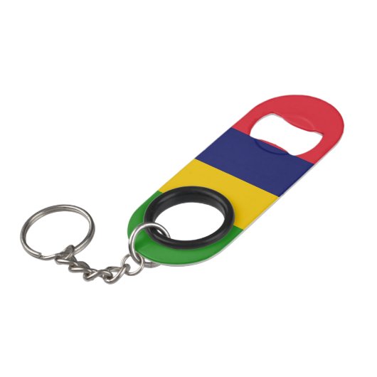 Mauritiaanse vlag mini flessenopener (Voorkant Gekanteld)