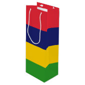 Mauritiaanse vlag wijn cadeautas (Voorkant Gekanteld)