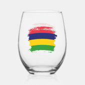 Mauritiaanse vlag wijnglas zonder voet (Voorkant)