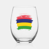Mauritiaanse vlag wijnglas zonder voet (Achterkant)