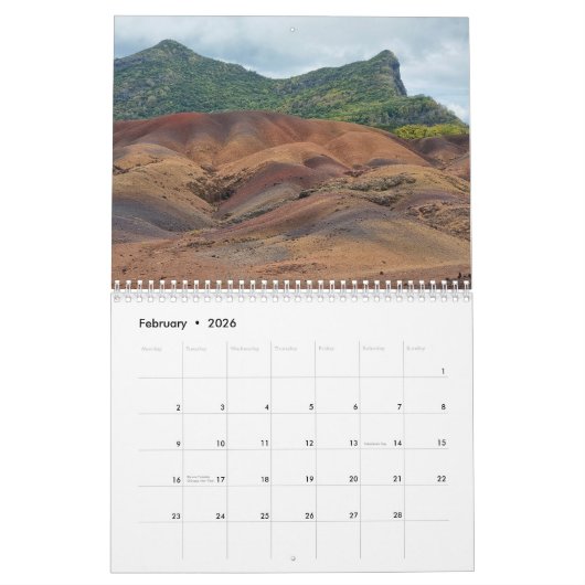 Mauritius 2026 calendar kalender (Feb 2026)