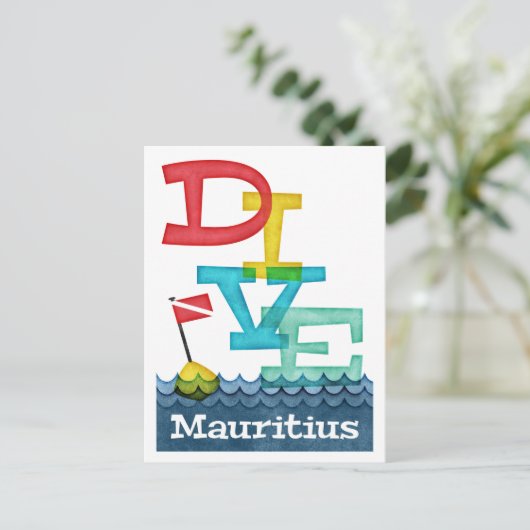 Mauritius Dive - Colorful Scuba Briefkaart (Staand voorkant)