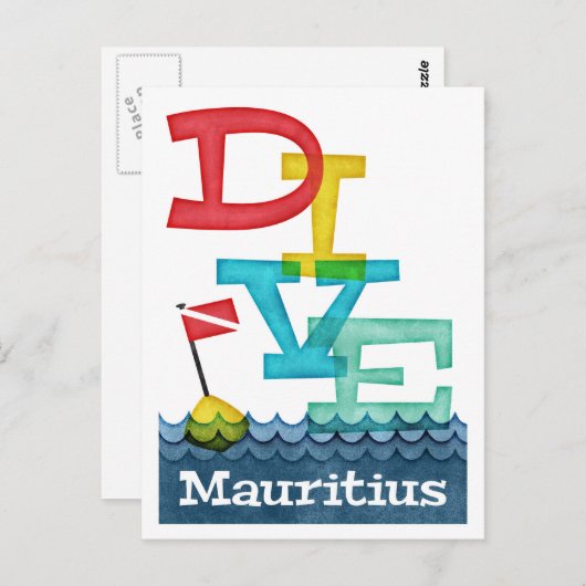 Mauritius Dive - Colorful Scuba Briefkaart (Voorkant / Achterkant)