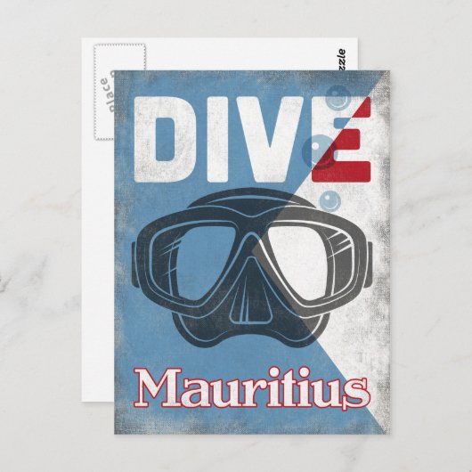 Mauritius duikmasker briefkaart (Voorkant / Achterkant)