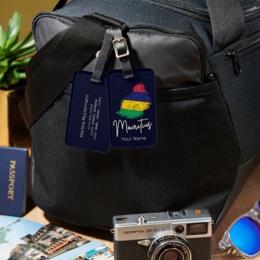 Mauritius Eilandkaart Vlag Indische Oceaan Bagagelabel (Voorkant /achterkant)