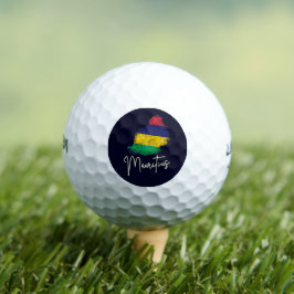 Mauritius Eilandkaart  Vlag Indische Oceaan Golfballen
