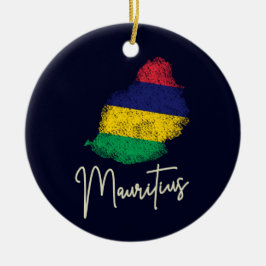 Mauritius Eilandkaart  Vlag Indische Oceaan Keramisch Ornament
