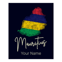 Mauritius Eilandkaart  Vlag Indische Oceaan Perfect Poster