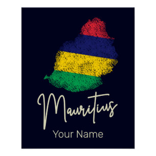 Mauritius Eilandkaart Vlag Indische Oceaan Perfect Poster