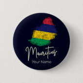 Mauritius Eilandkaart Vlag Indische Oceaan Ronde Button 5,7 Cm (Voorkant)