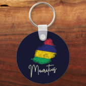 Mauritius Eilandkaart  Vlag Indische Oceaan Sleutelhanger (Voorkant)