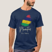 Mauritius Eilandkaart  Vlag Indische Oceaan T-shirt (Voorkant)