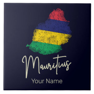 Mauritius Eilandkaart Vlag Indische Oceaan Tegeltje