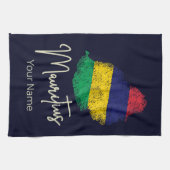 Mauritius Eilandkaart  Vlag Indische Oceaan Theedoek (Horizontaal)
