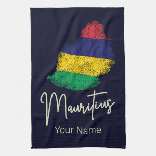 Mauritius Eilandkaart  Vlag Indische Oceaan Theedoek