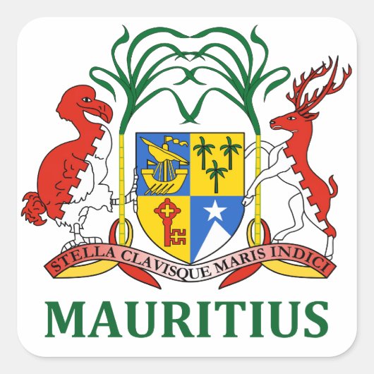 mauritius - embleem/vlag/wapen/symbool vierkante sticker (Voorkant)