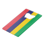 Mauritius Flag Creditkaart Flessenopener (Voorkant Gekanteld)